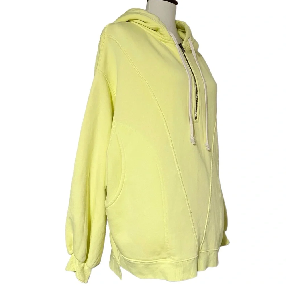 Free People‎ Jersey High Road Hooded Pullover Sweater in Light Yellow